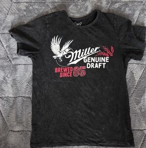 Miller Genuine Draft Black Graphic T-Shirt Grunge Western Biker Festival XL